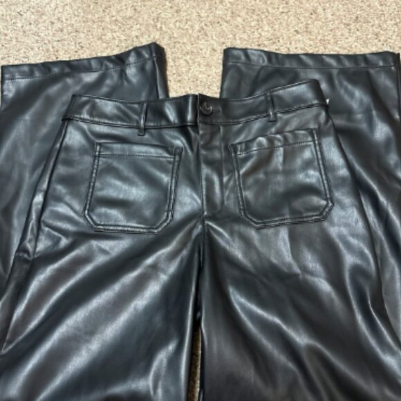 ANN TAYLOR LOFT PALMER WIDE LEG FAUX LEATHER PANTS NWOT $90 8 T - Picture 5 of 8